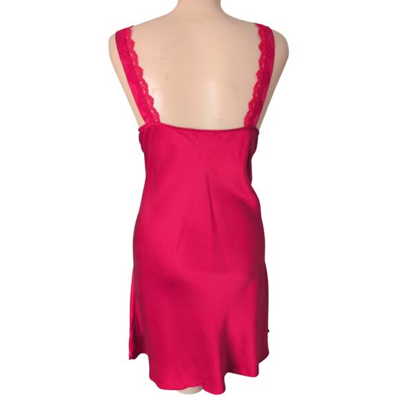 Vintage Olga Red Silk Slip Dress Large Lace Lingerie Y2K Coquette Romantic Fairy - Picture 2 of 6
